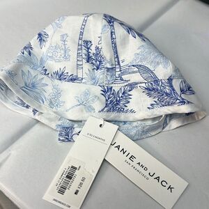 Janie and Jack 101091001 Light Blue Palm Toile sun hat size 0-3 months NWT